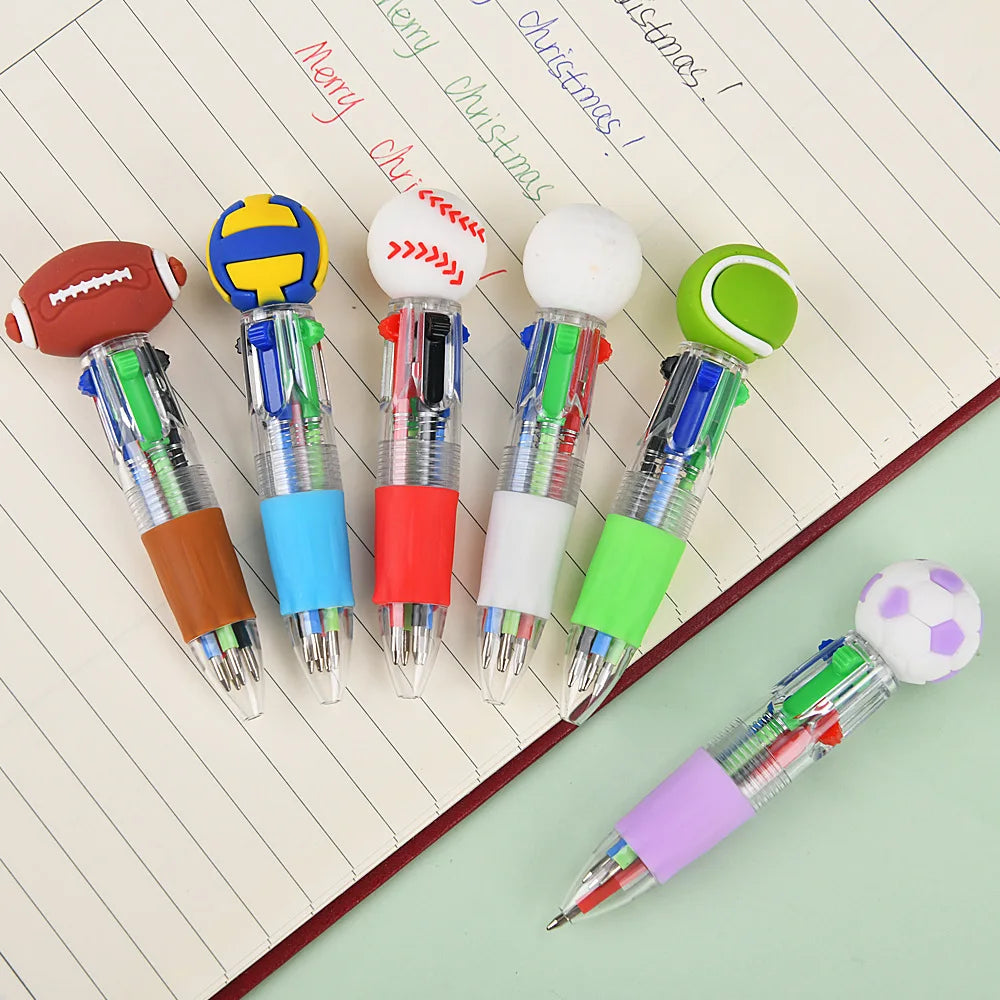 5-20Pcs Football Basketball Football Four Color Pens Football Party Carnival Birthday Wedding Guest New Year School Gift Prizes