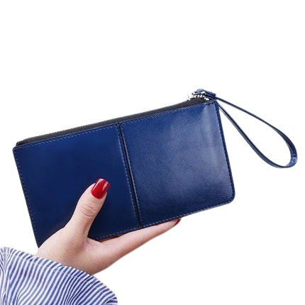 Hemasa Women's Leather Zipper Handbag Bank Large Capacity  Wallet Wrist Strap /Simple Bag Card Holders Wallets