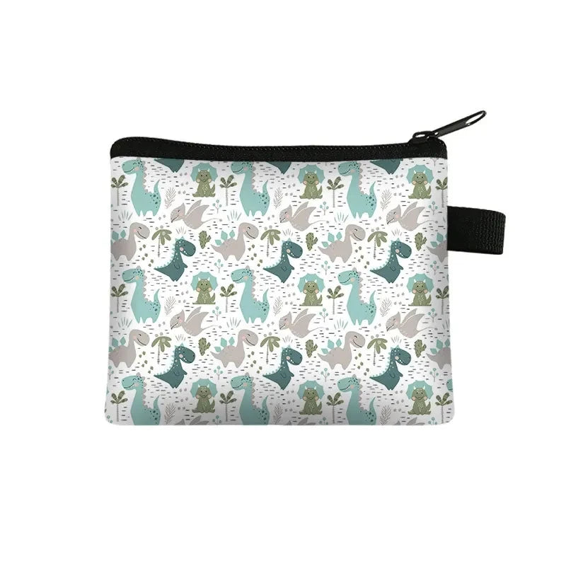 Tejesa Dinosaur print coin purse wallet /children coin purse /key case card holder coin square storage bags