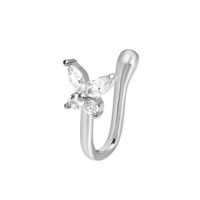 1Pcs Copper Zircon Butterfly Nose Rings Lip Ring Earrings Hoop Punk Body Piercing Jewelry For Man Women Jewelry Wholesale