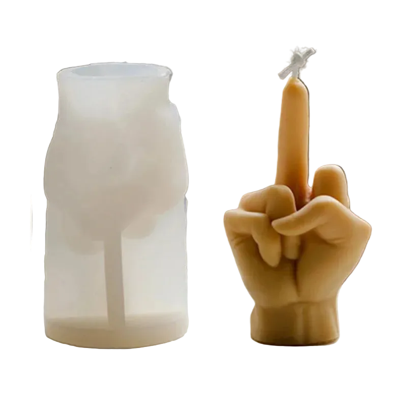 Hemasa 3D Middle Finger Silicone Candle Mold/ Aromatherapy Plaster Art Soap Resin Crafts Casting Molds Holiday Party Gifts