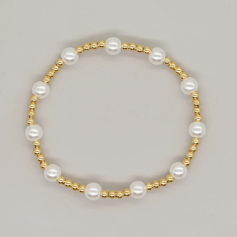 Go2boho Summer Beach Beaded Bracelet Women Heishi Jewelry Sets Shell Star Heart Daisy Charm Gold Plated Bead Imitation Pearl