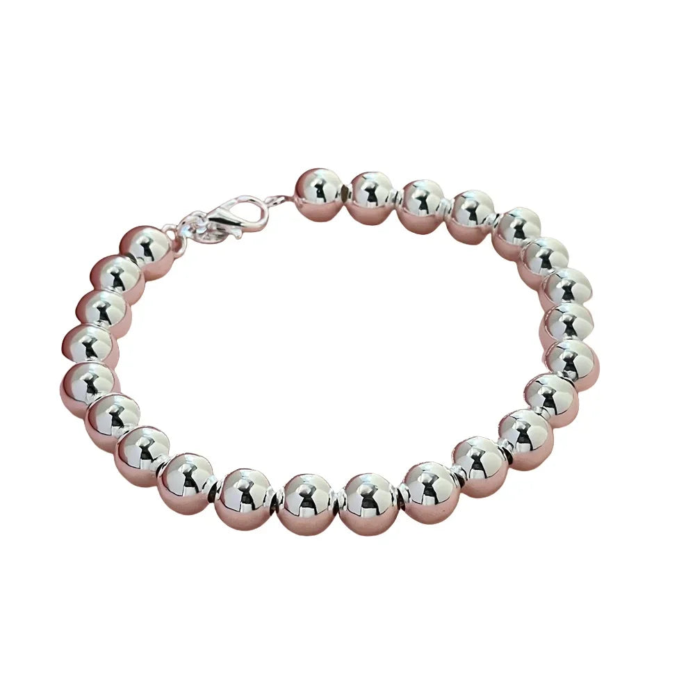 925 Sterling Silver Bracelet Chain 8MM Buddha Beads Fashion Design Products Exquisite Jewelry High Quality Women Wedding