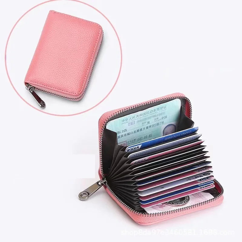 Mini Leather 22 Card Wallet Business Case Purse Credit Card Holder Rfid Blocking Multi-Card Bit Card Holder Leather Card Holder