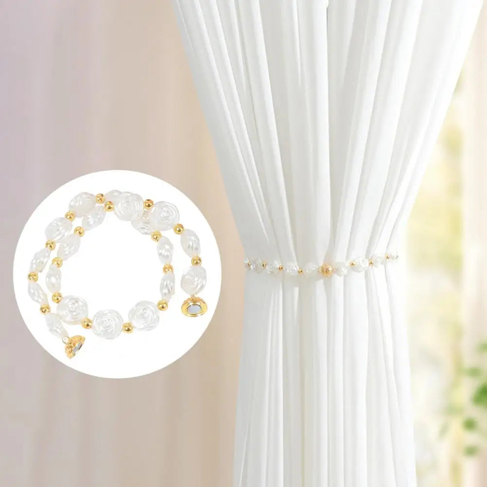 Magnetic Curtain Ties Camellia Shell Magnetic Curtain Tiebacks for Home Decor Strong Holdbacks for Room Bedroom Kitchen Stylish