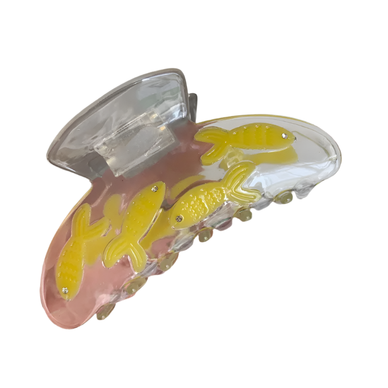 Hemasa Lovely Design Hear Wearing Transparent Goldfish Hair Clips Resin Acetate Claw HairClip Hair Accessories for Women Girl