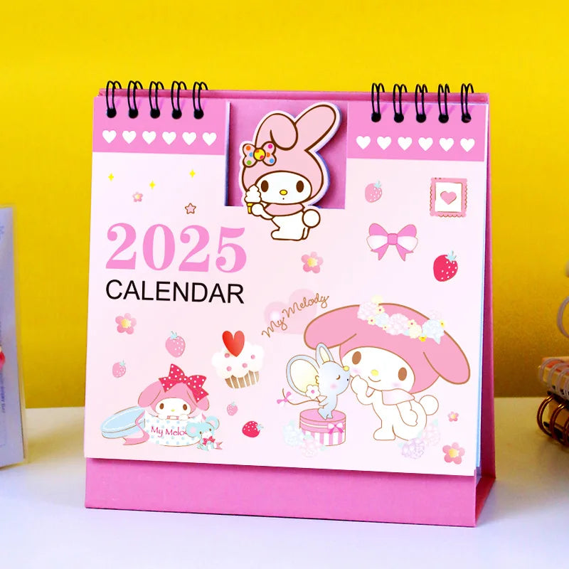 2025 Sanrio Desk Calendar Hello Kitty My Melody Kuromi Office School Supplies Calendar Monthly Planner Desk Accessories Decor