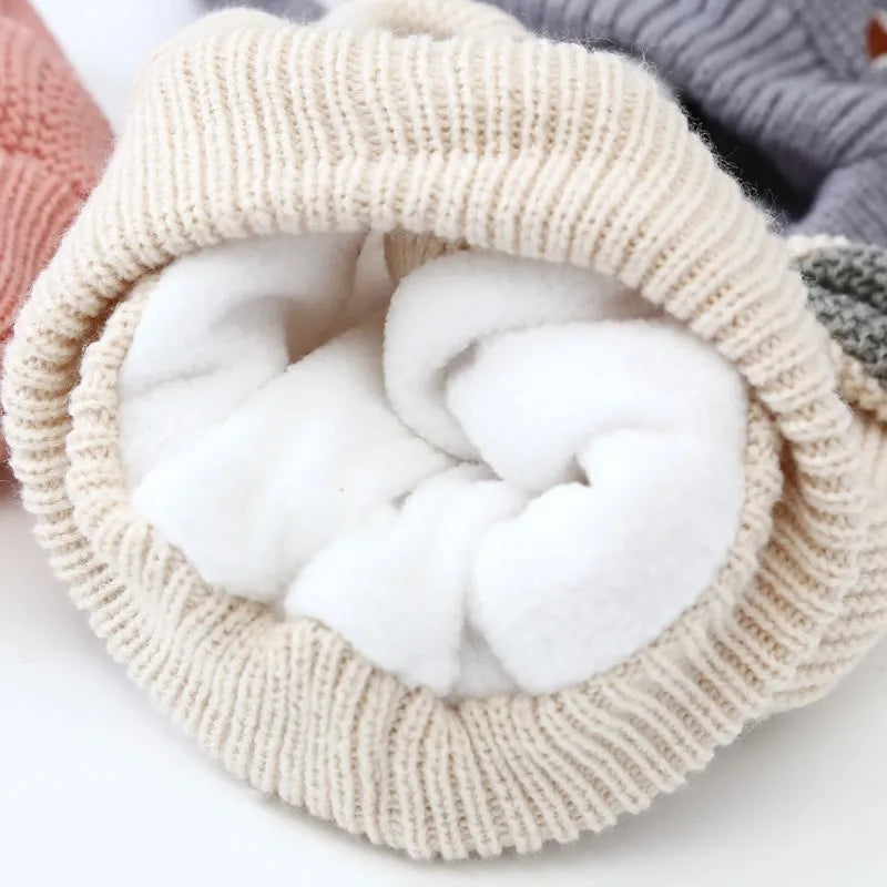 Baby Hat with Cute Earflap Warm Fleece Lining 6-12 Months Winter Knit Beanie Caps for Boy Girl