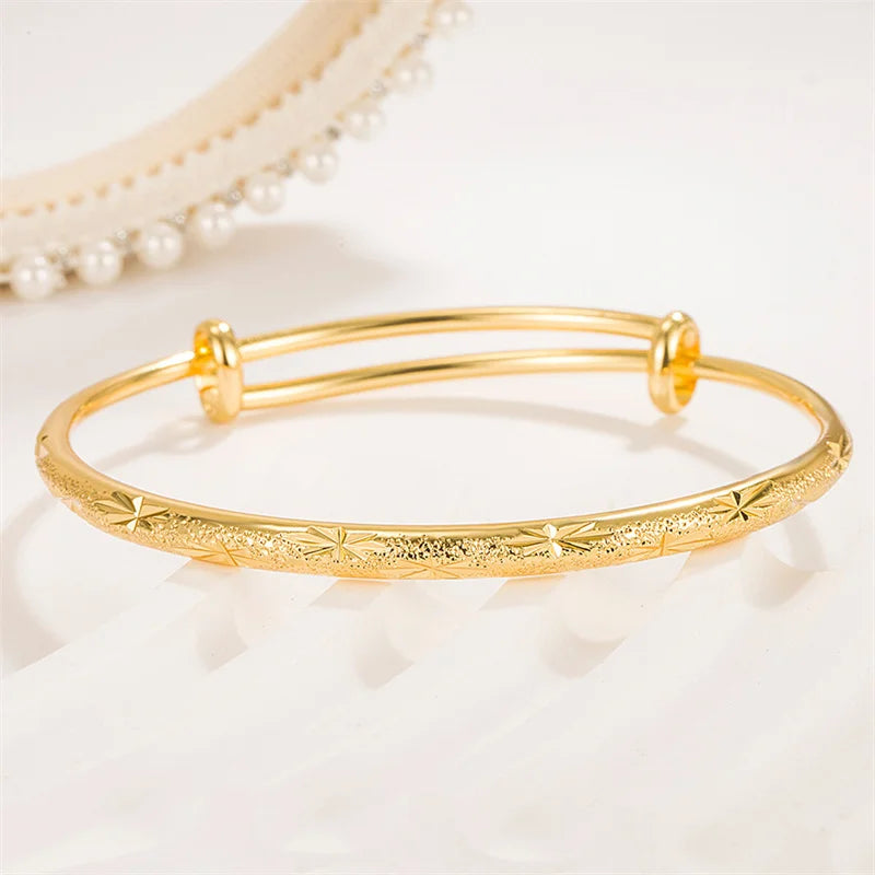 925 Sterling Silver 24K Gold Original Romantic Gypsophila Star Bangles For Women Bracelets Fashion Party Wedding Jewelry