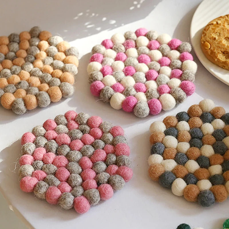 Hemasa Wool Felt Ball Coaster Cup Coaster