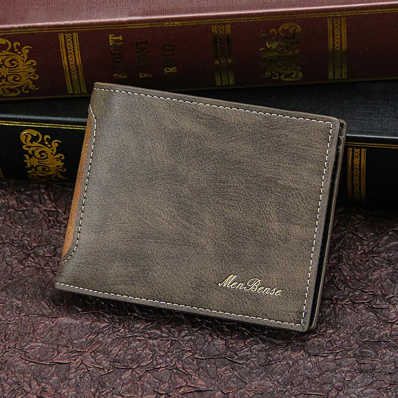 New men's wallet short fashionable casual spliced multi card slot three fold bag men's wallet business wallet
