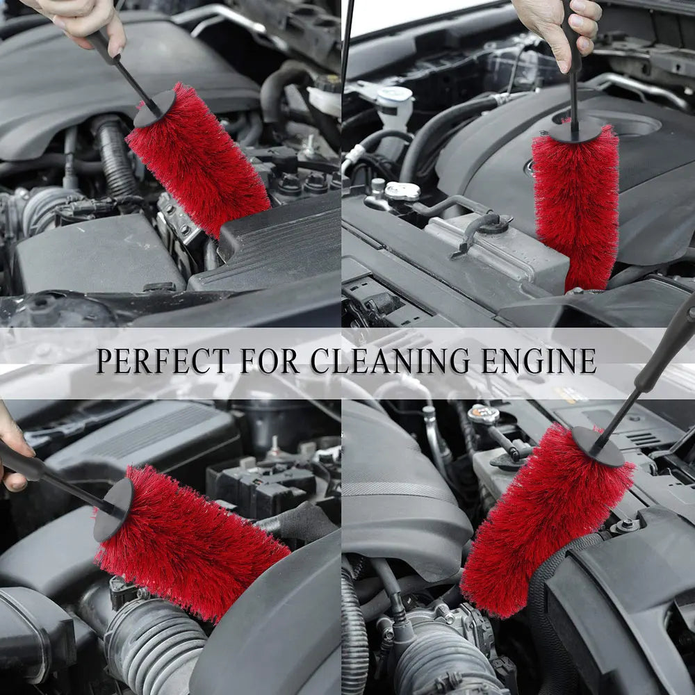 Tejesa Car Wheel Brush Tire Cleaning Brush Rim Scrubber Soft Alloy Cleaner for Vehicle Tire Car Chassis Engine Washing Acce Clean Tool
