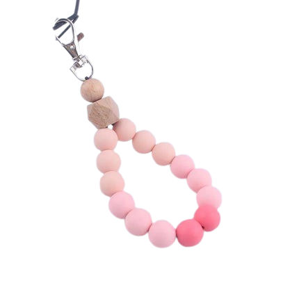 Hemasa Silicone Round Beads Keychain Wristlet Bracelet Keyring For Women /Car Bag Key Chain Jewelry