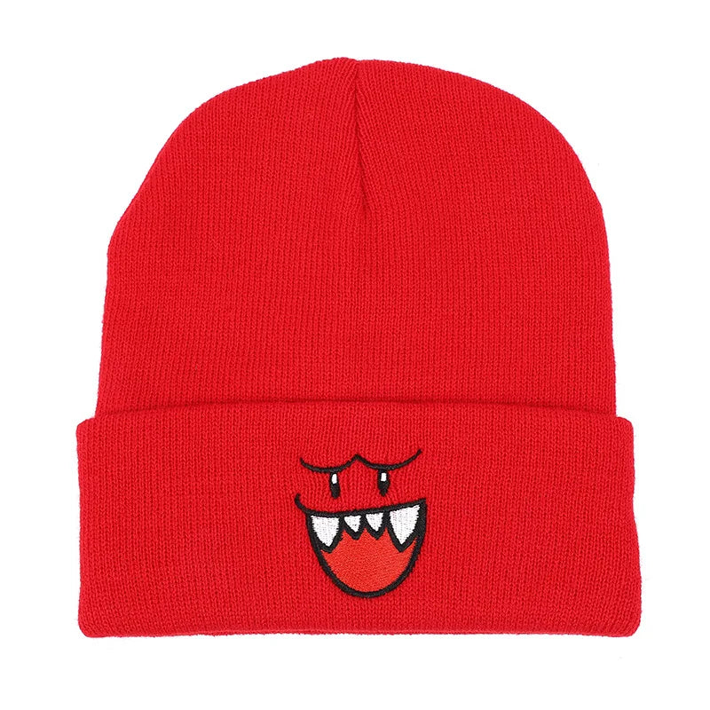 Tejesa Unisex Embroidered Knit Beanie Thickened Fleece Lined Winter Hat /Windproof Thermal Skull Cap For Men Women