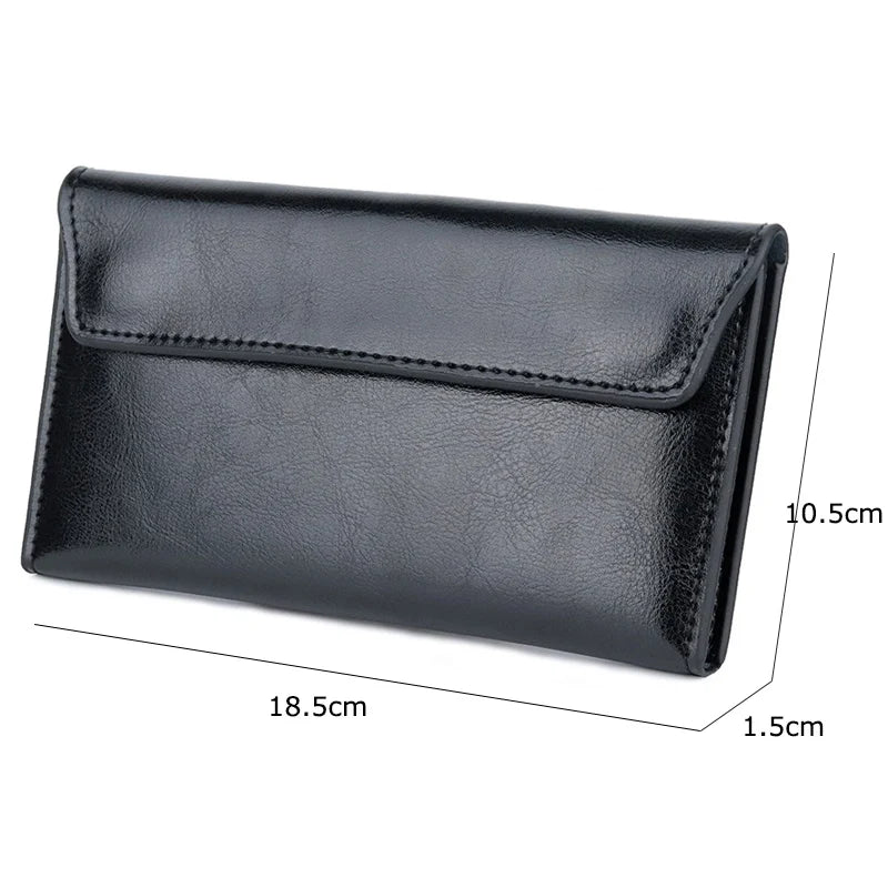 Slim Genuine Leather Women Wallet Long Clutch Coin Purses Luxury Envelope Design Wallets and Purses Ladies Card Holder Phone Bag