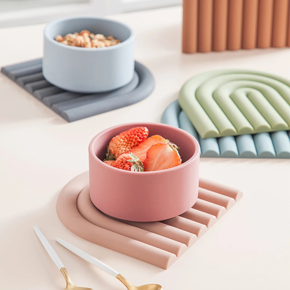 Rainbow Shape Tableware Mat /Silicone Heat insulation Pad/ Tableware Placement Stackable Coffee Cup Coasters