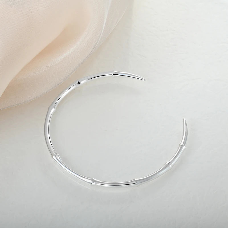 New Trendy 925 Sterling Silver Bamboo Nodes Bangles Bracelets Cuff Bangle for Women Charm Jewelry Gift