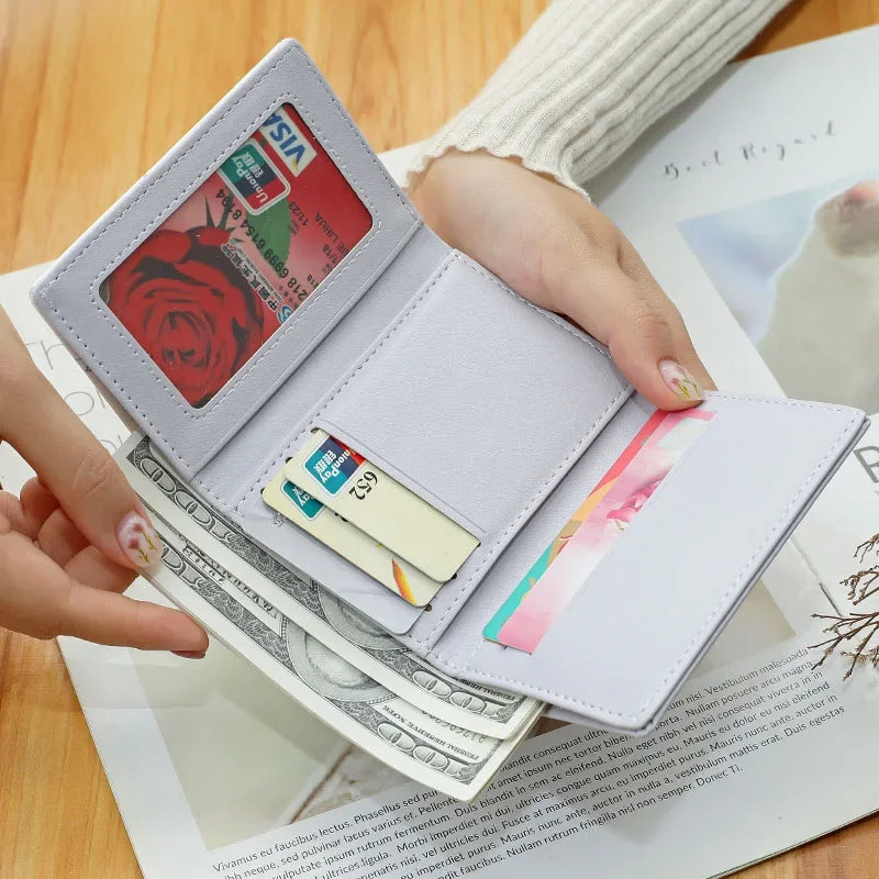 New Cute Bear Wallets for Women Small Hasp Girl Credit Card Holder for PU Leather Coin Purse Female Kawaii Wallet Short