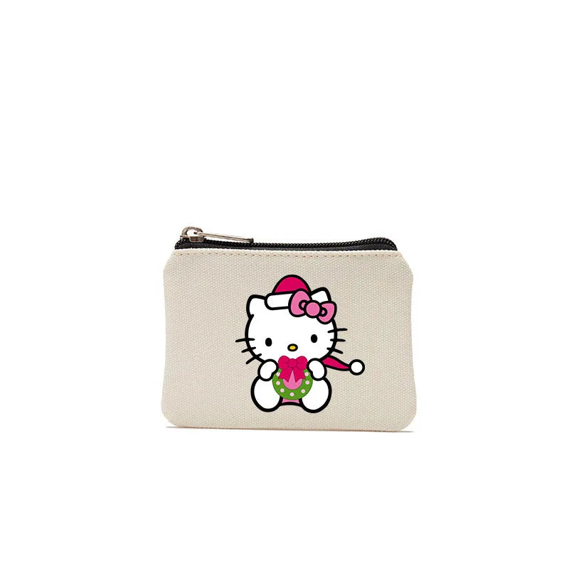 Cartoon Hellos Kittys Coin Purse Canvas Bag Card Bag Simple Fabric Coin Small Bag Cotton Storage Bags for Children's Gifts