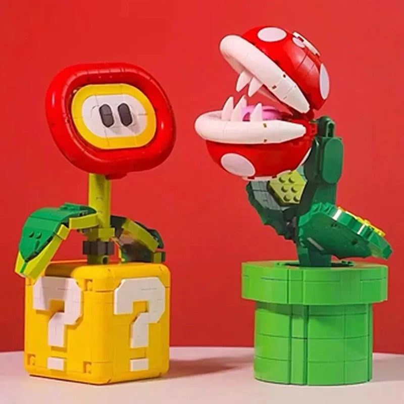 Miniso Super Mario Tree Chomper Flower Bouquet Perpetual Home Decoration Plant Potted Model Building Block Bricks Gift Kid Set
