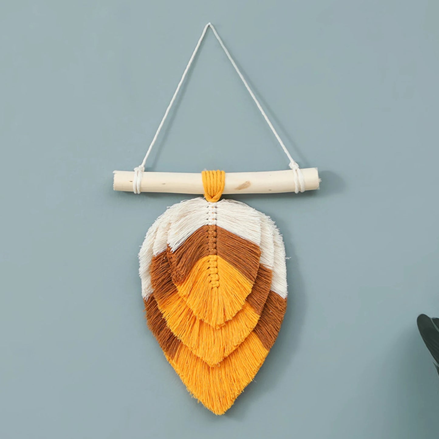 Macrame Woven Wall Chic Bohemian Woven Leaf Tapestry With Cotton Tassel 30x20cm Beautiful Boho Decorations For Home Apartment