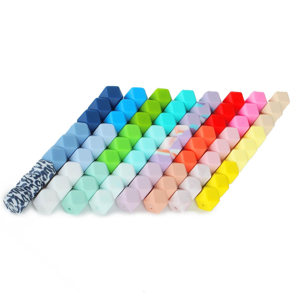 10pcs 14mm Hexagon Silicone Beads Baby Teether Baby Teething DIY Pacifier Chain Beads Baby Product Eco Friendly BPA Free