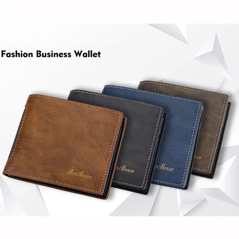 New men's wallet short fashionable casual spliced multi card slot three fold bag men's wallet business wallet