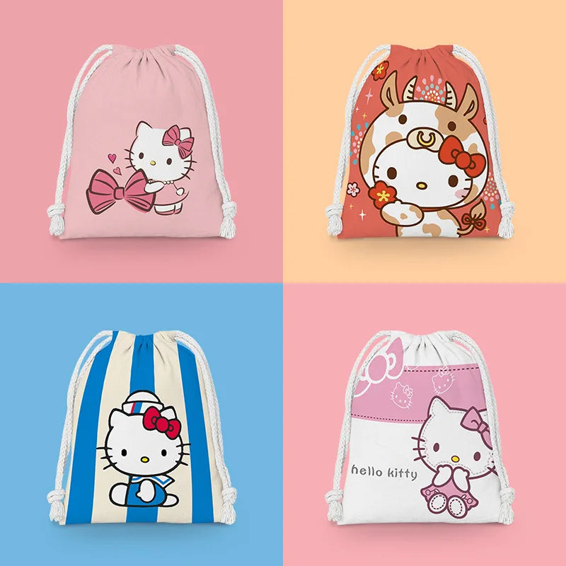 Sanrio Cute Wallet Melody Pocket Hello Kitty Coin Pueses Small Cloth Bag Sundries Storage Bag Cosmetic Bags Portable Wash Bag