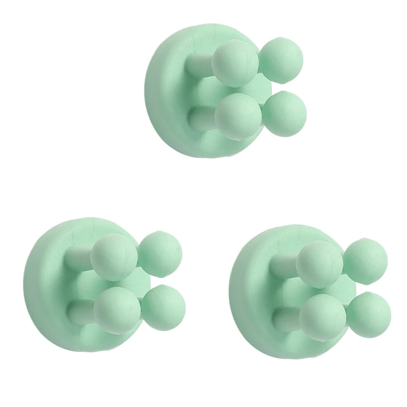 3pcs Adhesive Silicone Toothbrush Holders Wall Mounted Hanging Towels Keys Cables and Cords Kitchen and Bathroom Organization