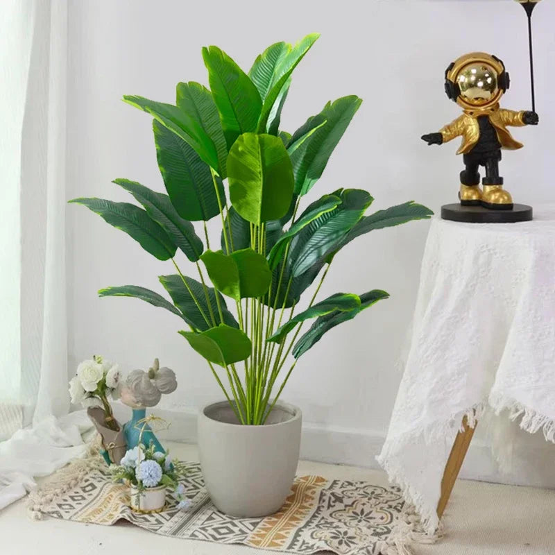 Tejesa Artificial Plants Large Tropical Palm Tree Fake Banana Plants Leaves/ Real Touch Plastic Monstera For Home Garden Party Decor