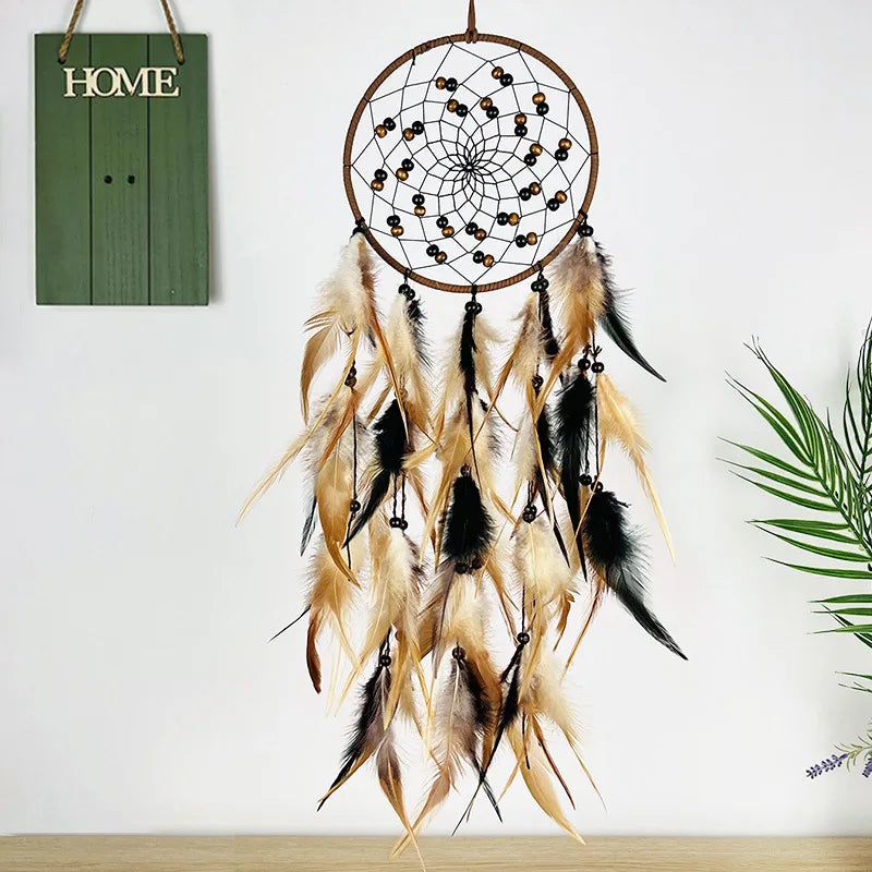 Hemasa Dream Catcher Feather Wind Chime Hand Woven Crafts Outdoor Garden Bedroom Hanging Ornaments Birthday Christmas Gifts Home Decor