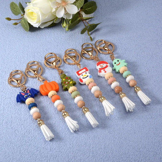 Hemasa Silicon Beads   With Tassel Key ring for Women/Key Ring