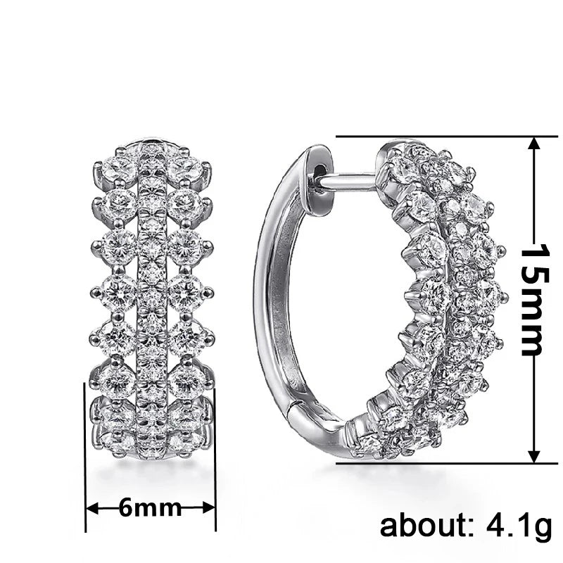 Huitan 2023 Trend Women Hoop Earrings with Crystal Cubic Zirconia Fashion Lady's Ear Accessories Wedding Party Statement Jewelry