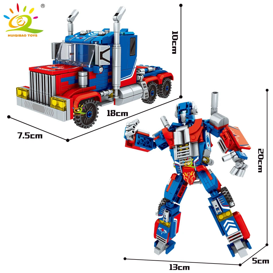 HUIQIBAO City Car Robot Man Building Blocks Transformation Speed Champions Deformation Truck Bricks Set Children Toys Kids Boy