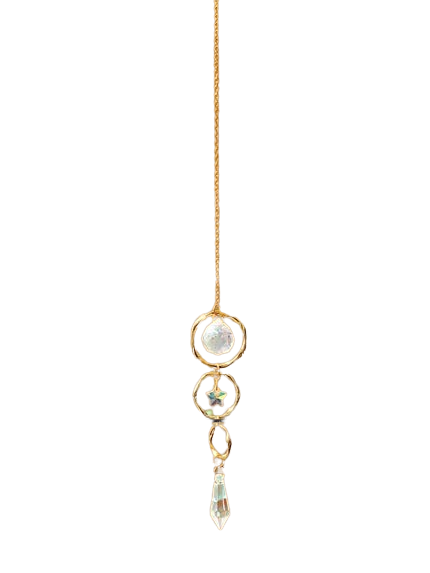 Hemasa Hanging Ornaments Boho Sun Catcher Handmade Art Crystal Sun Catchers with Gold Chain for Window/ Wall or Garden Decor Wind Chimes