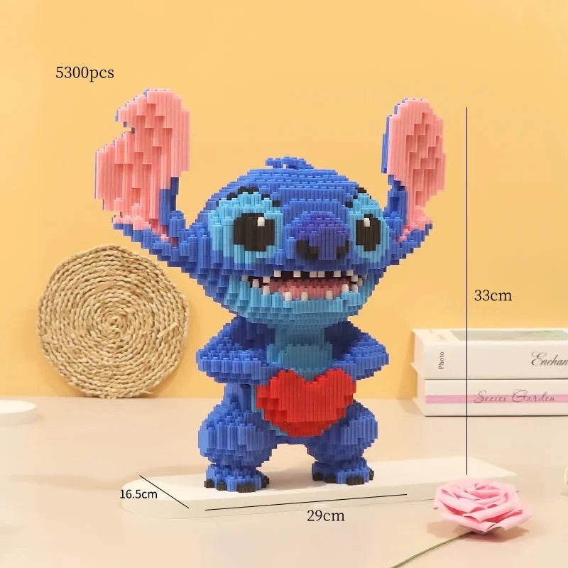 33CM Very Large Heart Shaped Stitch Building Block Toy Small Grain Brick for Kid Over 12 Years Adult Christmas Present