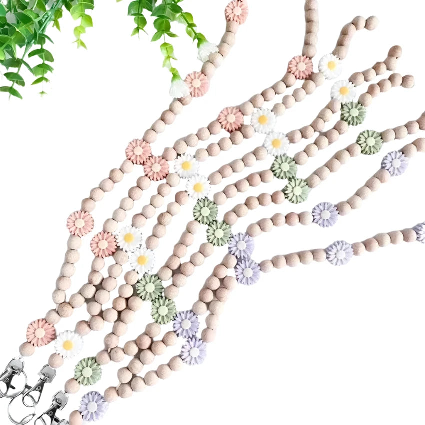 Hemasa Silicone  Daisy Beads Teachers Lanyard for Keys Or ID Badge