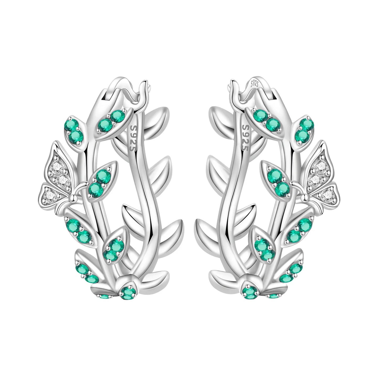 Hemasa 925 Sterling Silver Minimally Designed Leaves Earrings Women Hoop Earring Anniversary Jewelry Trendy Gifts