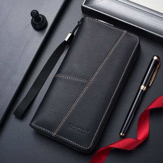 Leather Wallets Men's Long New Hot Men Design Causal Purses Male Folding Wallet Coin Card Holders High Quality Slim Money Bag