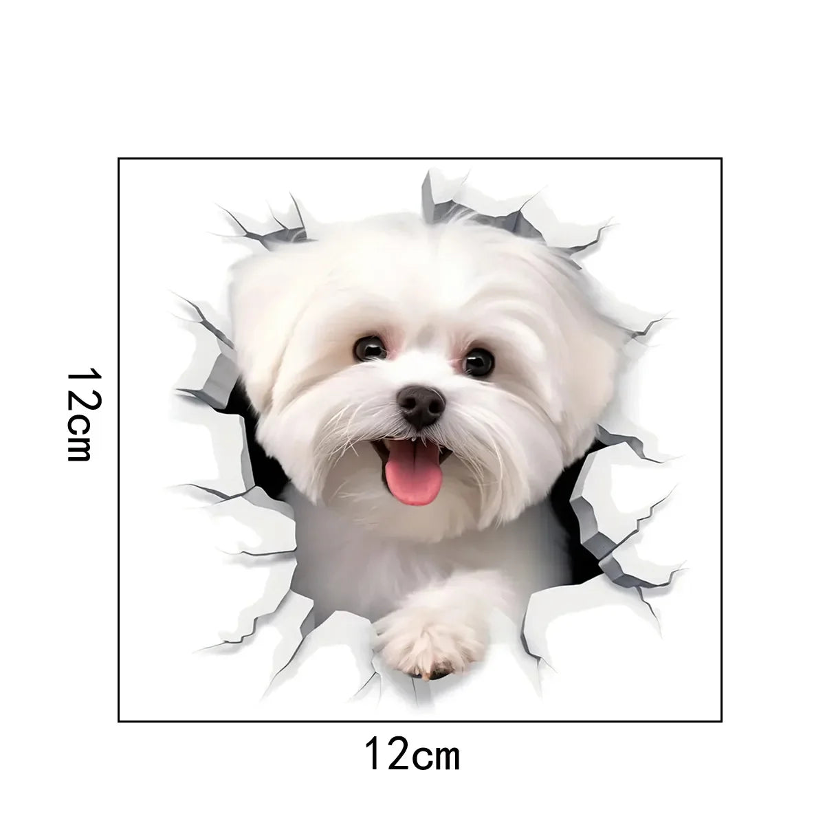 Hemasa 3D Cracked Animal Dog Toilet Sticker, Adorable Bathroom Decor, Wall Self-Adhesive Art, Bathroom Decor