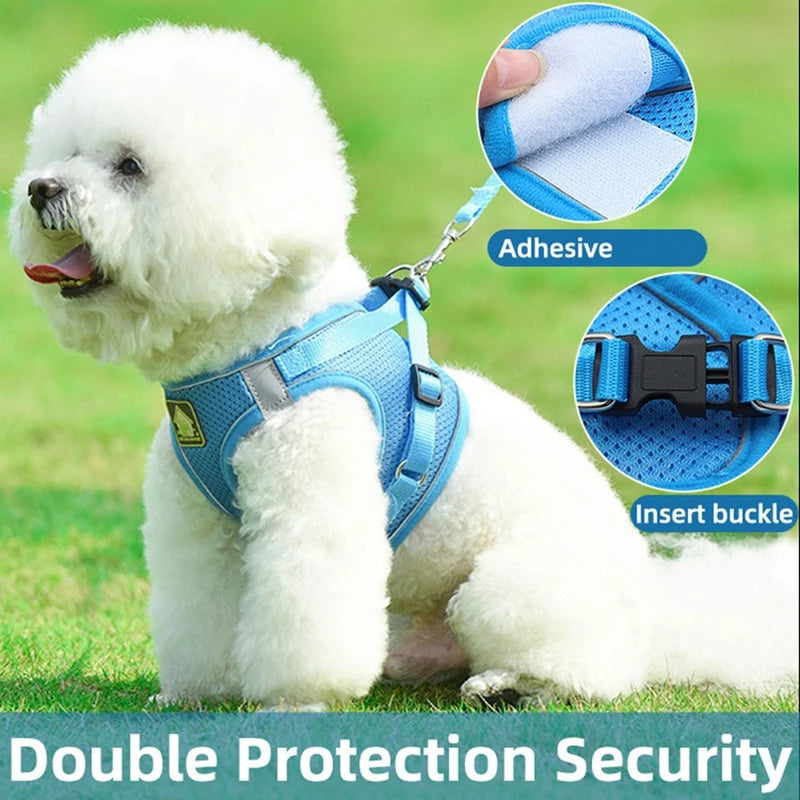 Adjustable Reflective Leash Harness for Pet Dogs Cats Breathable 150cm Strong Dog Leash Harness for Small Medium Large Dog