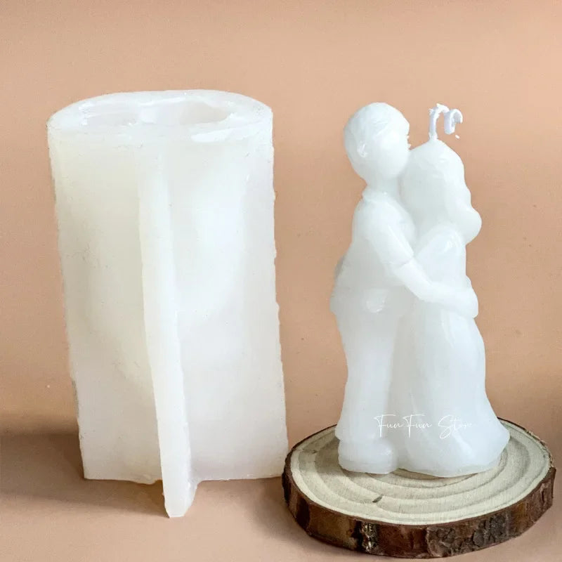 Boys and Girls Hugging Candle Silicone Mold Body Hugging Plaster Drops Glue Artwork Making Tools Valentine's Day Gift Home Decor