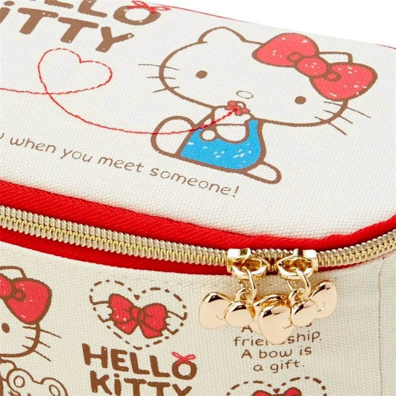 Hot Sale Hello Kitty Cartoon Cosmetic Bag Kawaii Melody Travel Canvas Storage Wash Bag Makeup Case Cosmetic Box Organizer Sanrio