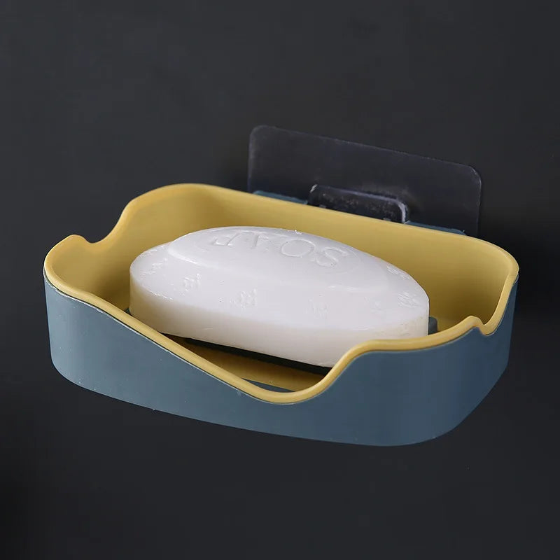 Bathroom Accessories Soaps Dishes Shower Soap Holder Wall Mount Drain Soap Dish Box Plastic Sponge Soaps Tray Kitchen Organizer