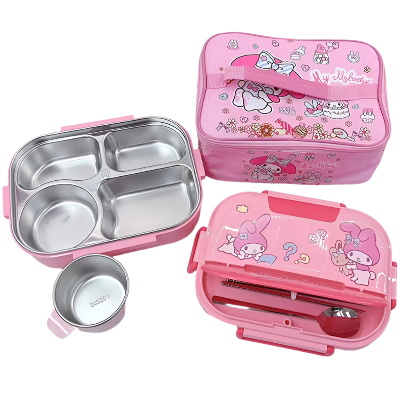 Hemasa Kuromi melody Stainless Steel Bento Lunch Box Bags Meal Prep Hello Kitty Containers Lunch Enfant Lunch Pack for Kids