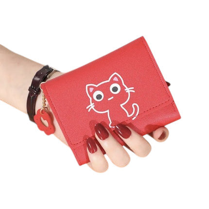 Hemasa Women's Cute Cat Wallet Female Small Short PU Leather Purse Ladies Card Holder Money Bag Hasp Creative Fashion Wallet Girls Gift