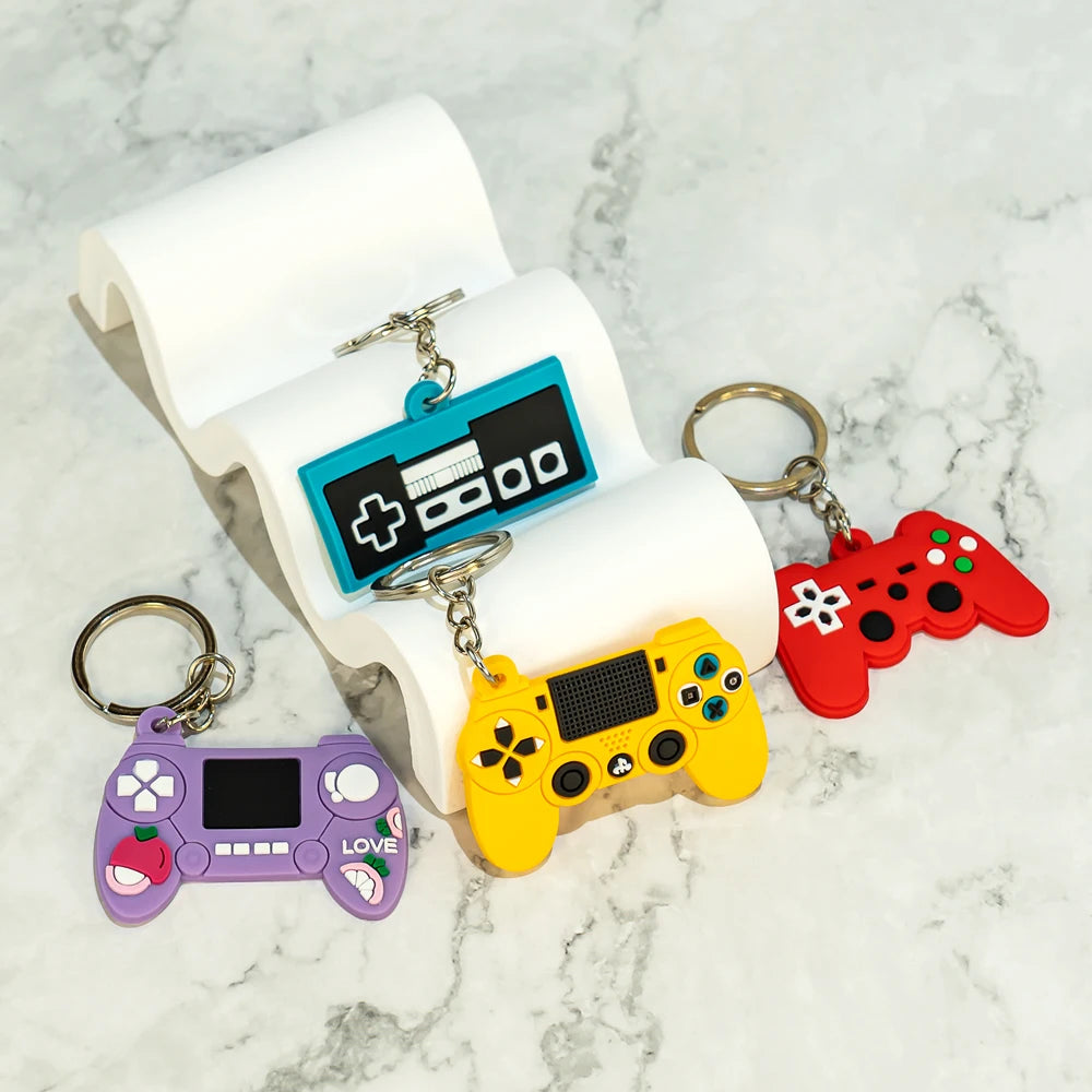 50PCS PVC Keychain Cute Gamepad Colorful Joystick Keyring Wholesale Custom Key Chain for Car Key Accessories Gadget for Man Gift