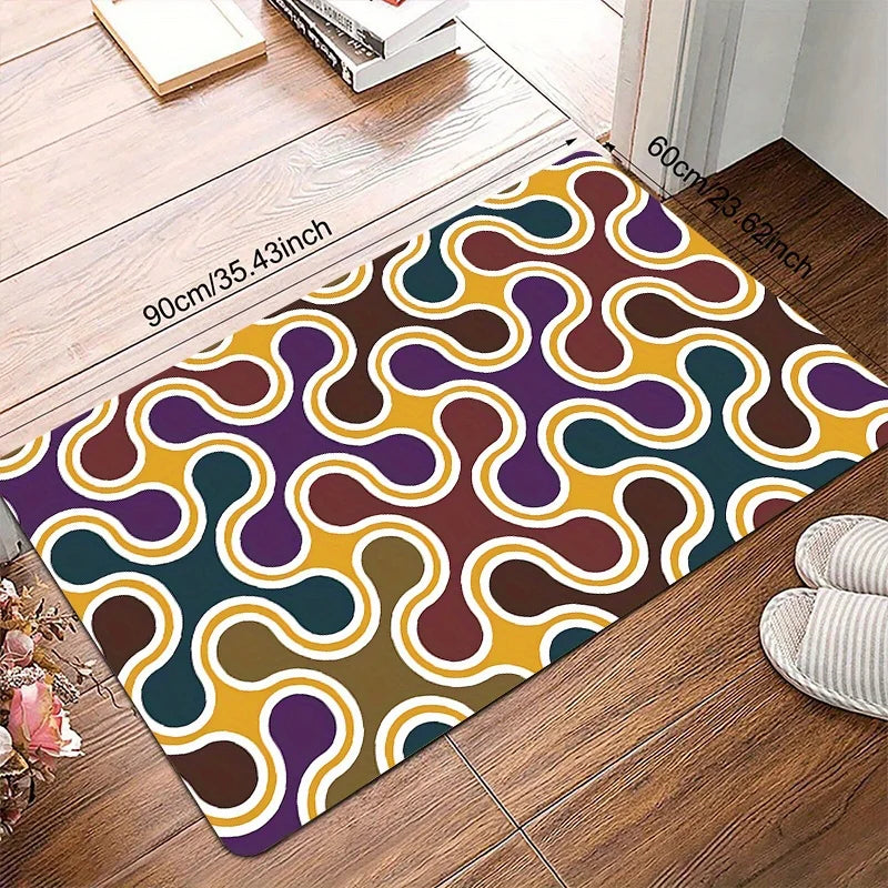 Tejesa Geometric Welcome Mat - Non-Slip, Durable Polyester Floor Mat