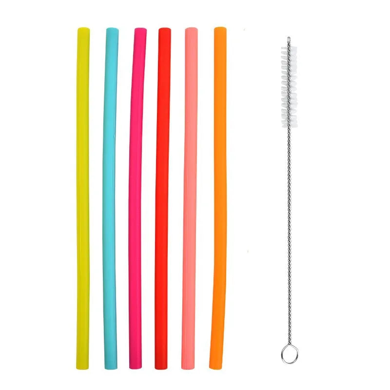 Hemasa 12 Pack Reusable Silicone Drinking Straws For Food with Cleaning Brush for 20 or 30oz Tumblers Juices