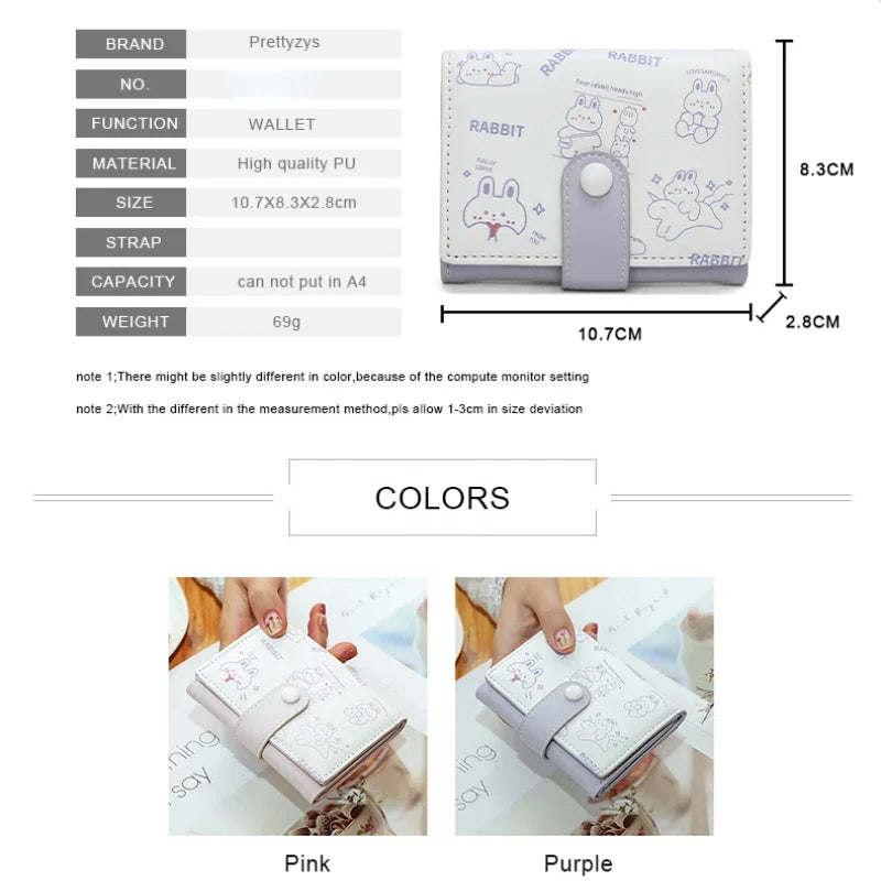 New Cute Bear Wallets for Women Small Hasp Girl Credit Card Holder for PU Leather Coin Purse Female Kawaii Wallet Short